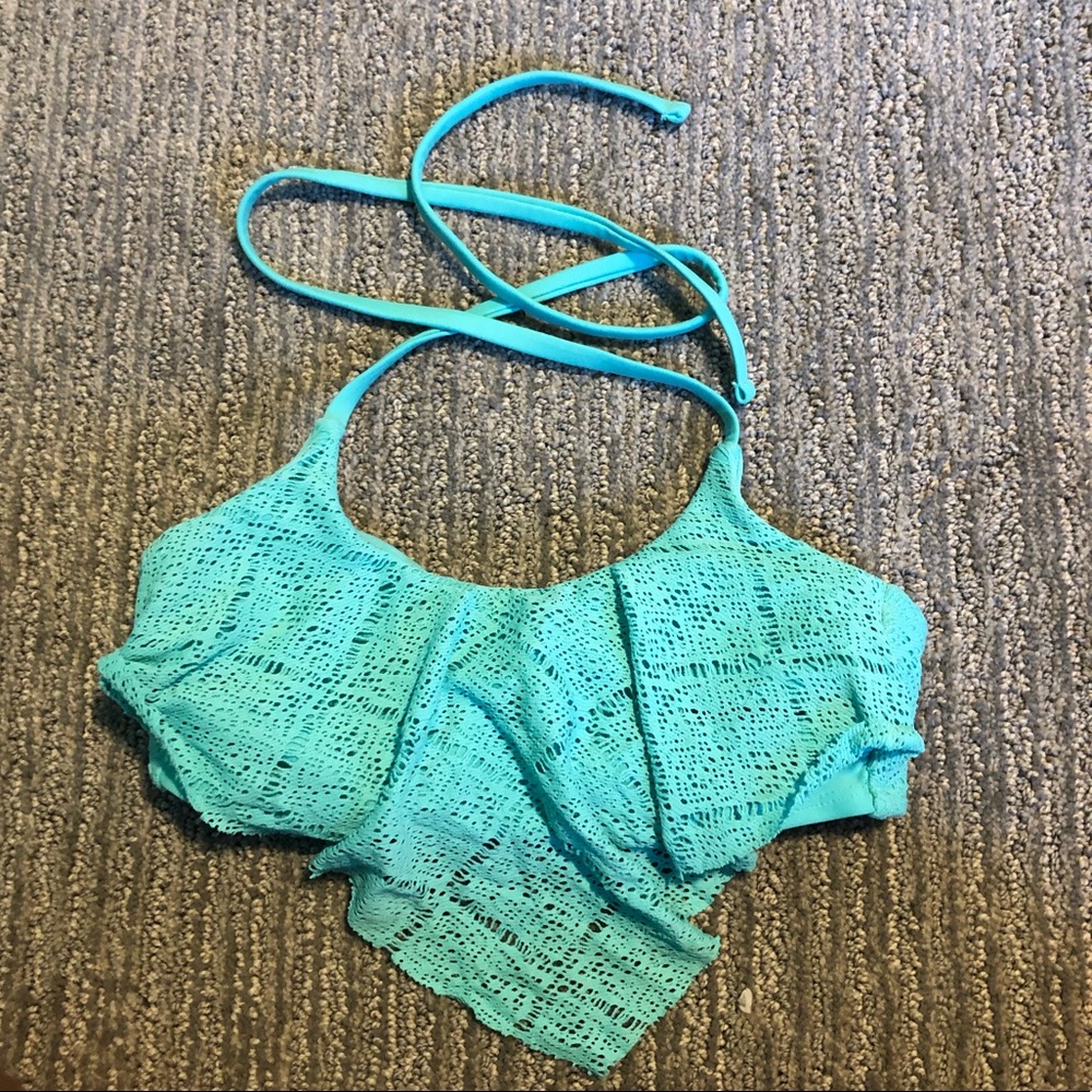 Light blue flounce bikini top